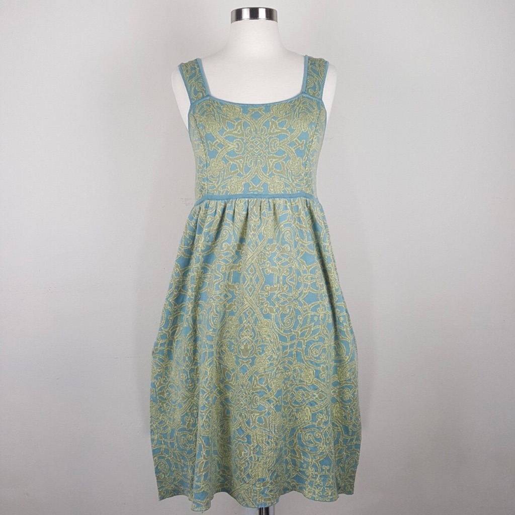 Peruvian Connection Blue And Gold Midi Dress Size M Nwt — image 8 of 8